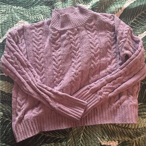 Hippie Rose Lavender Cable Knit Turtleneck Sweater